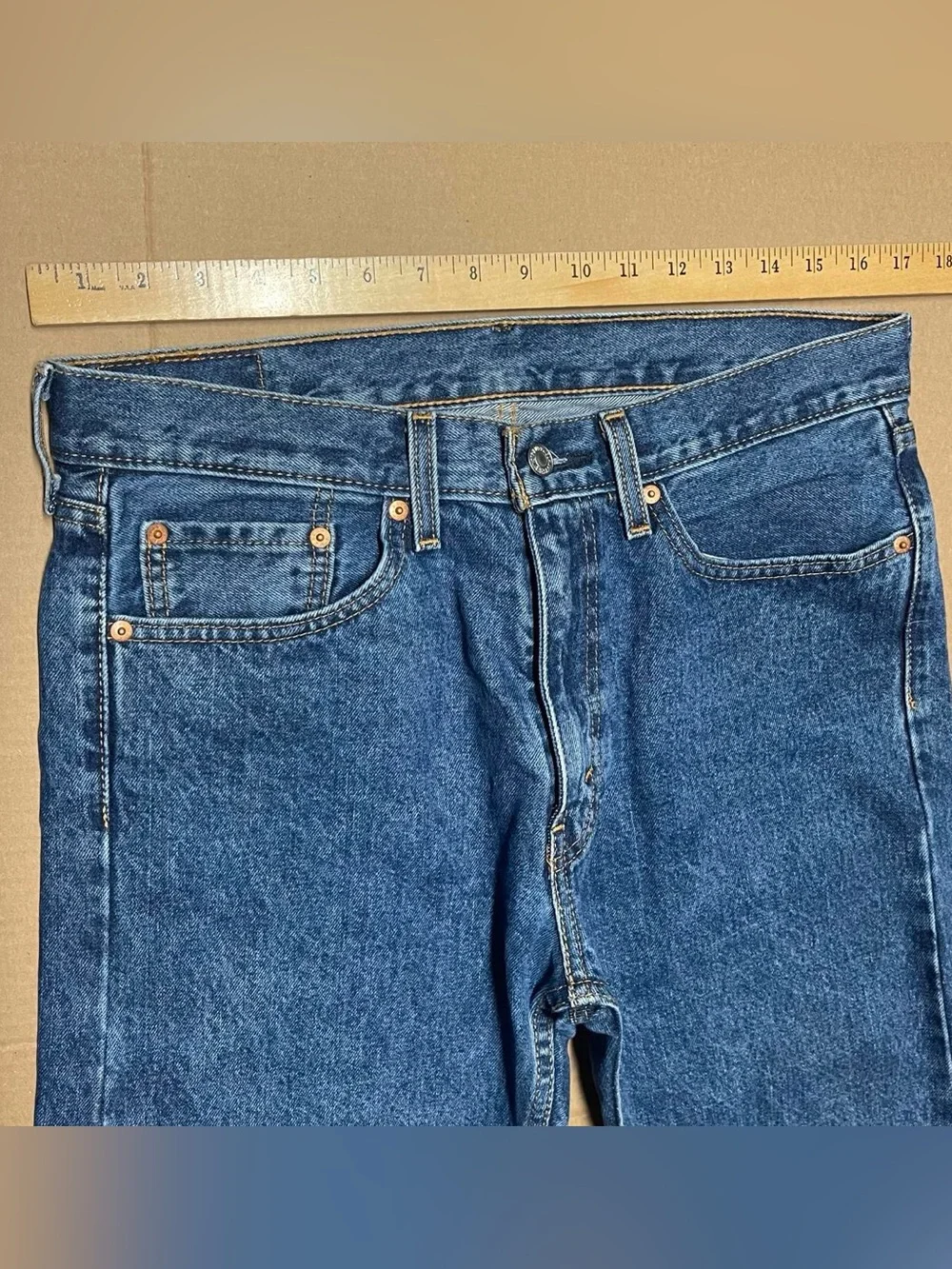 Levi's 505 Regular Fit Jeans Mens 33x23 Blue Rugged Medium Wash Straight Leg